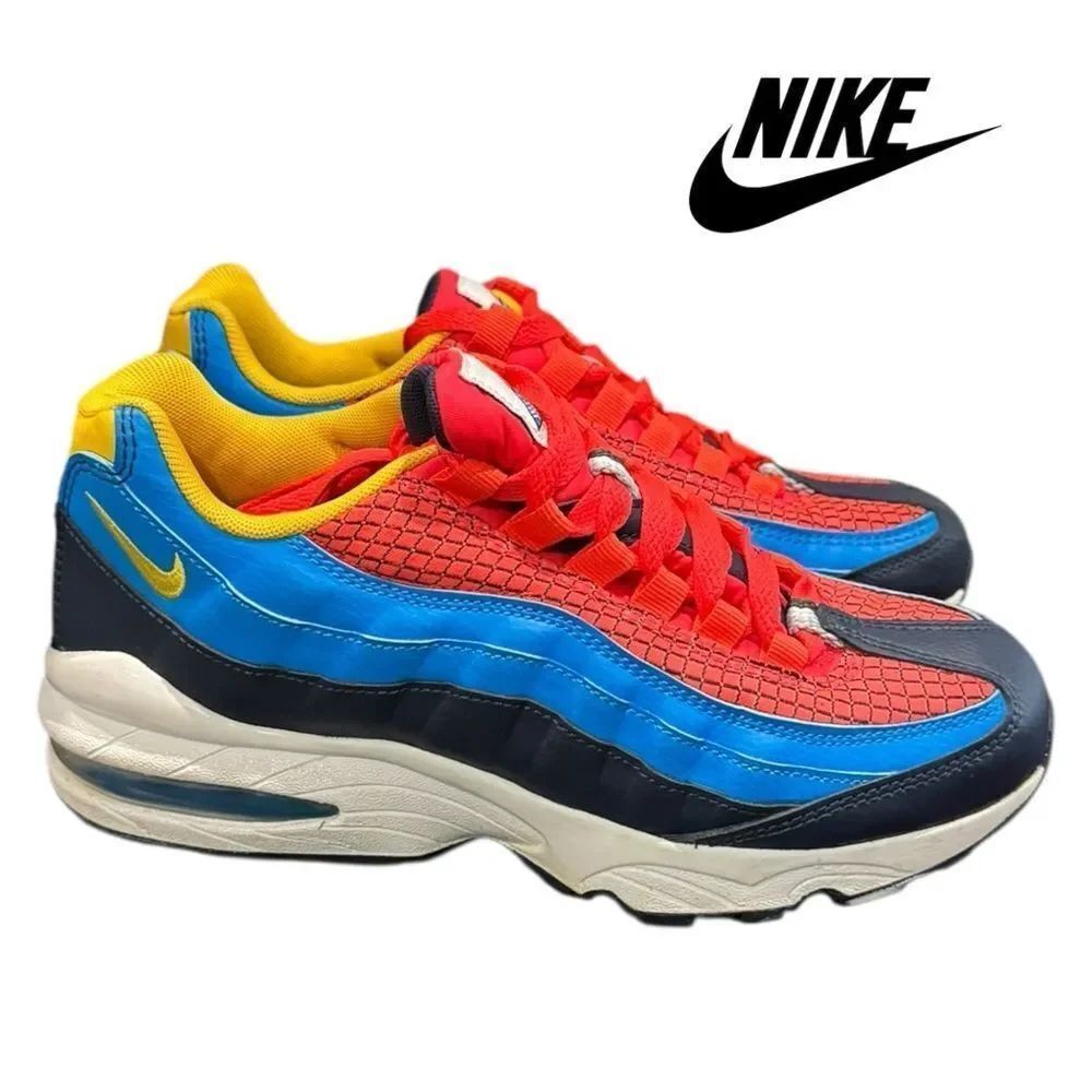 Nike Air Max 95 Now GS Crimson Blue Photo Bright Amarillo AV2289-600 Sz 6.5 6.5Y
